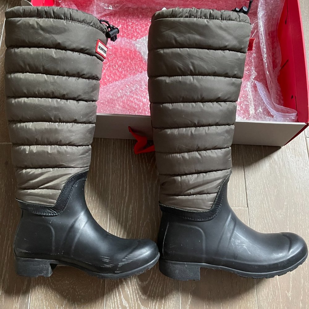 hunter boots women W ORG TALL BT QUILTED LEG SWAMP GREEN/BLACK US 5